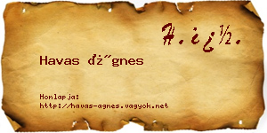 Havas Ágnes névjegykártya